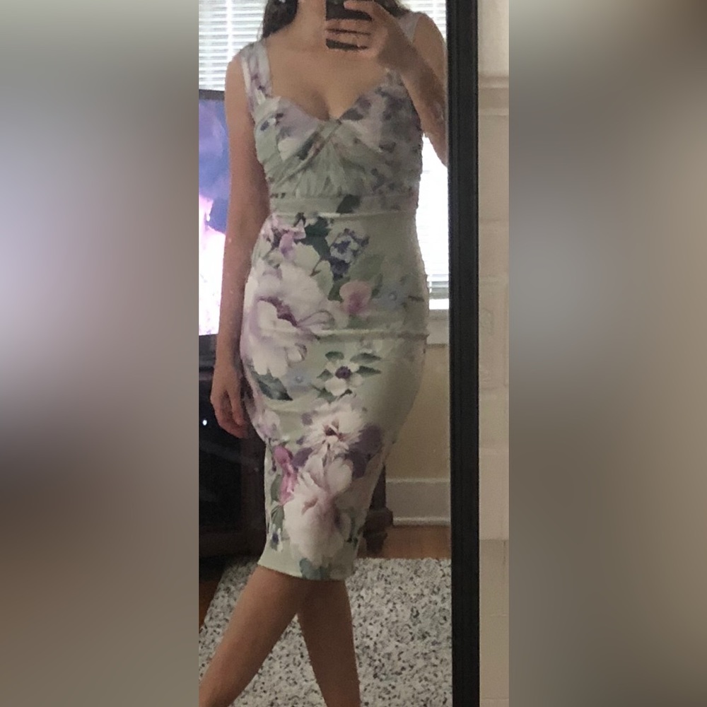 Lipsy London Midi Floral Body Con Dress